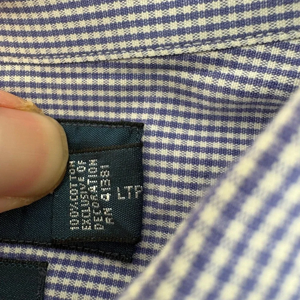 Ralph Lauren Blake Mens XL Blue White Gingham Check Cotton Button‎ Down Shirt
